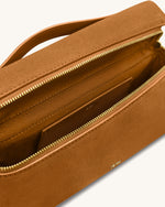 Thea Faux Suede Top Handle Bag - Camel