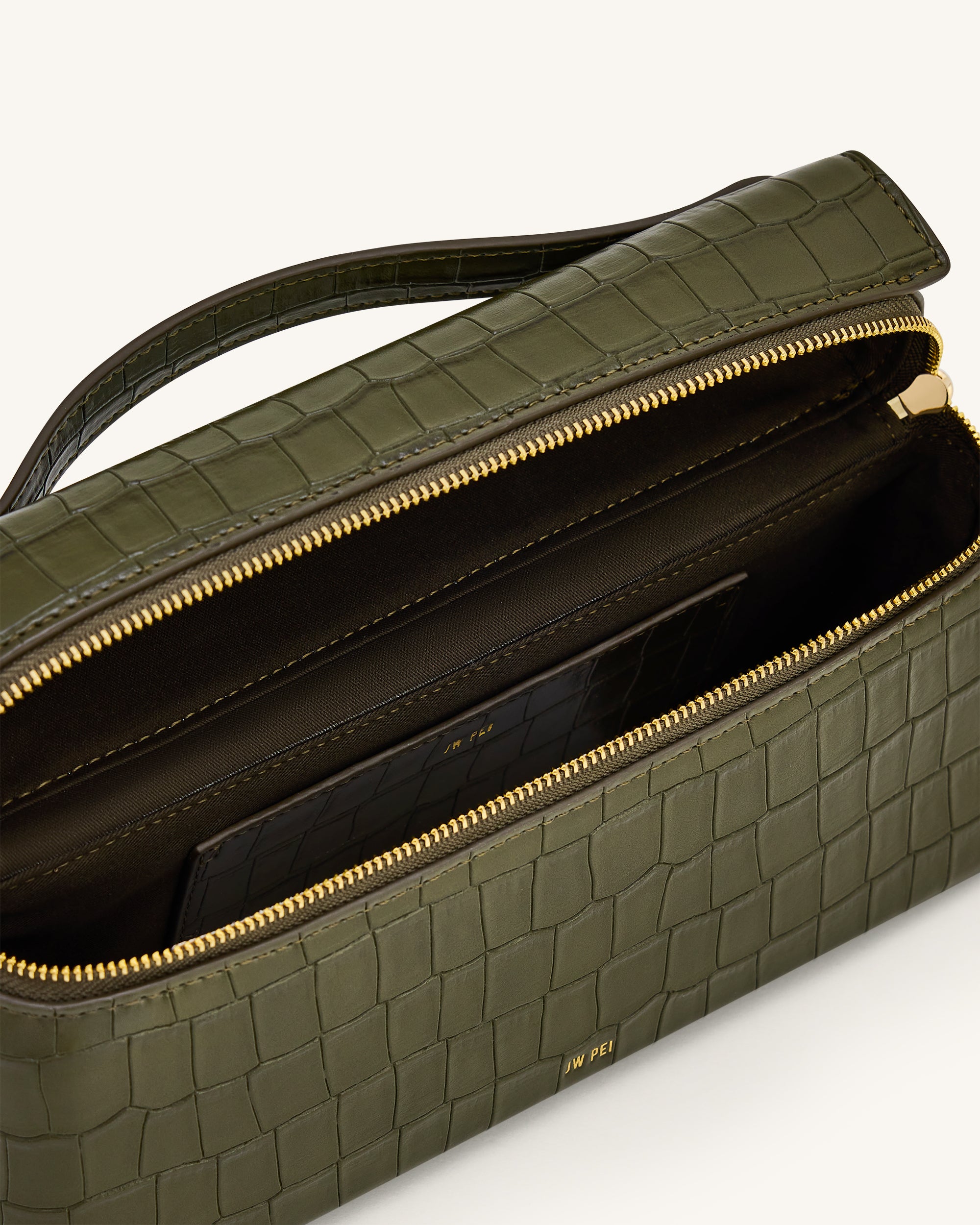 Thea Croc-Embossed Top Handle Bag - Olive Green – JW PEI UK