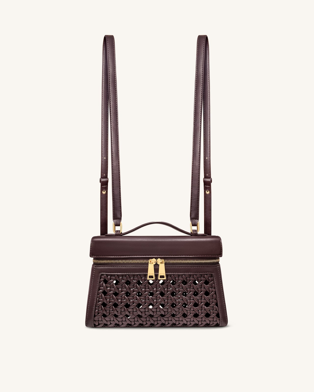 Thea Large Woven Top Handle Bag - Dark Red