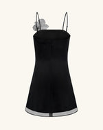 Orchid Appliqué Mini Dress - Black/Silver