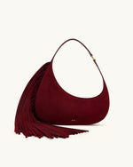 Harlee Faux Suede Fringe Shoulder Bag - Burgundy