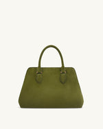 Lara Faux Suede Tote Bag - Dark Olive