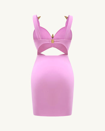 Mini Dress with Star Details - Pink