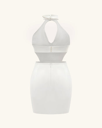 Gabriella Belted Cutout Halter Mini Dress - Ivory
