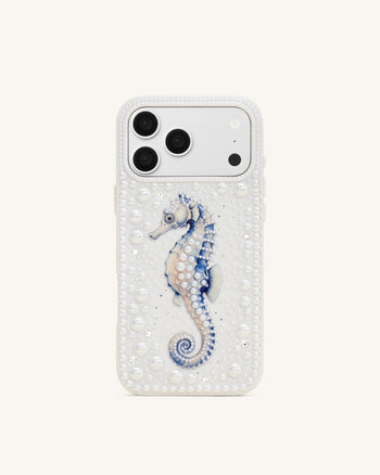 Seahorse Pearl Phone Case - White