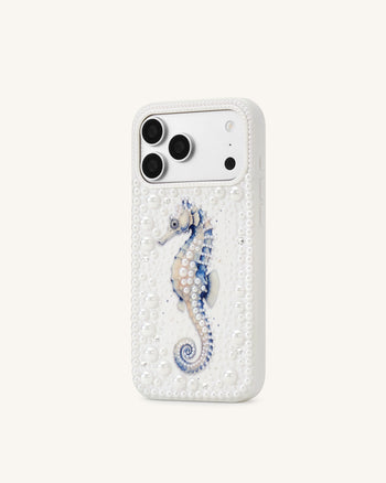Seahorse Pearl Phone Case - White