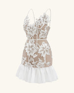 Floral Sling Mini Dress - White