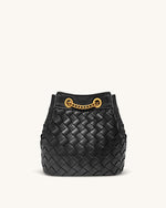 Yara Hand-Woven Bucket Bag - Black