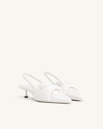Carla Soft Padded Kitten Heel Pumps - White