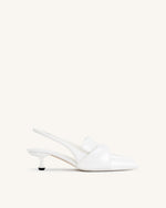 Carla Soft Padded Kitten Heel Pumps - White