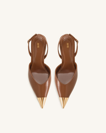 Savannah Gold Tipped Slingback Pumps - Brown