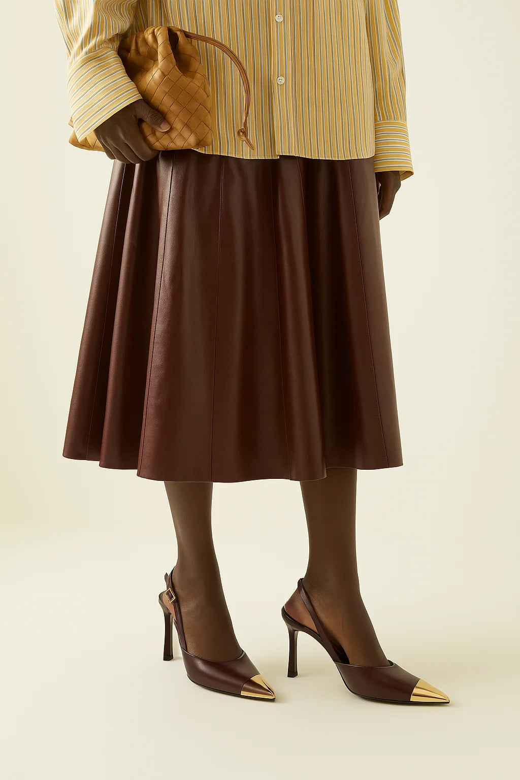 Savannah Gold Tipped Slingback Pumps - Brown
