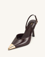Savannah Gold Tipped Slingback Pumps - Burgundy