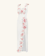 Flower Embroidered Dress - White/Pink