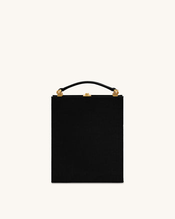 Taya-Puppy Pattern Book Shape Clutch Bag - Black