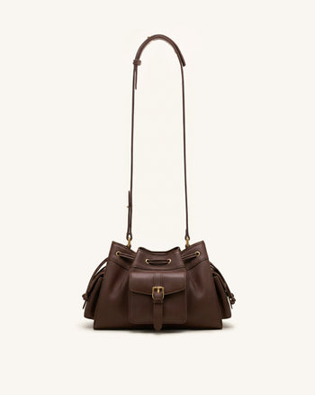 Harper Drawstring Shoulder Bag - Brown