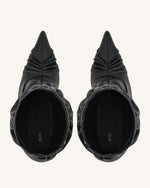 Joanne Paneled Detailing leather Ankle Boots - Black