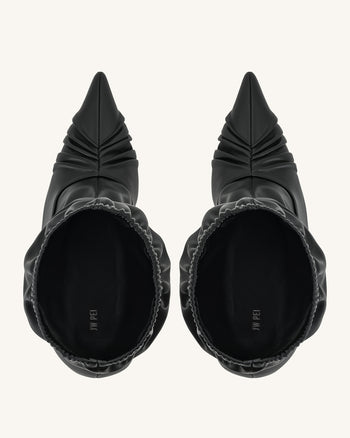 Joanne Paneled Detailing leather Ankle Boots - Black