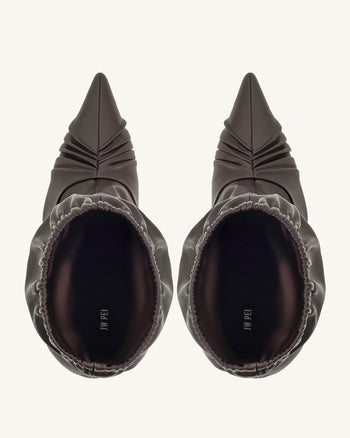 Joanne Paneled Detailing leather Ankle Boots- Burgundy