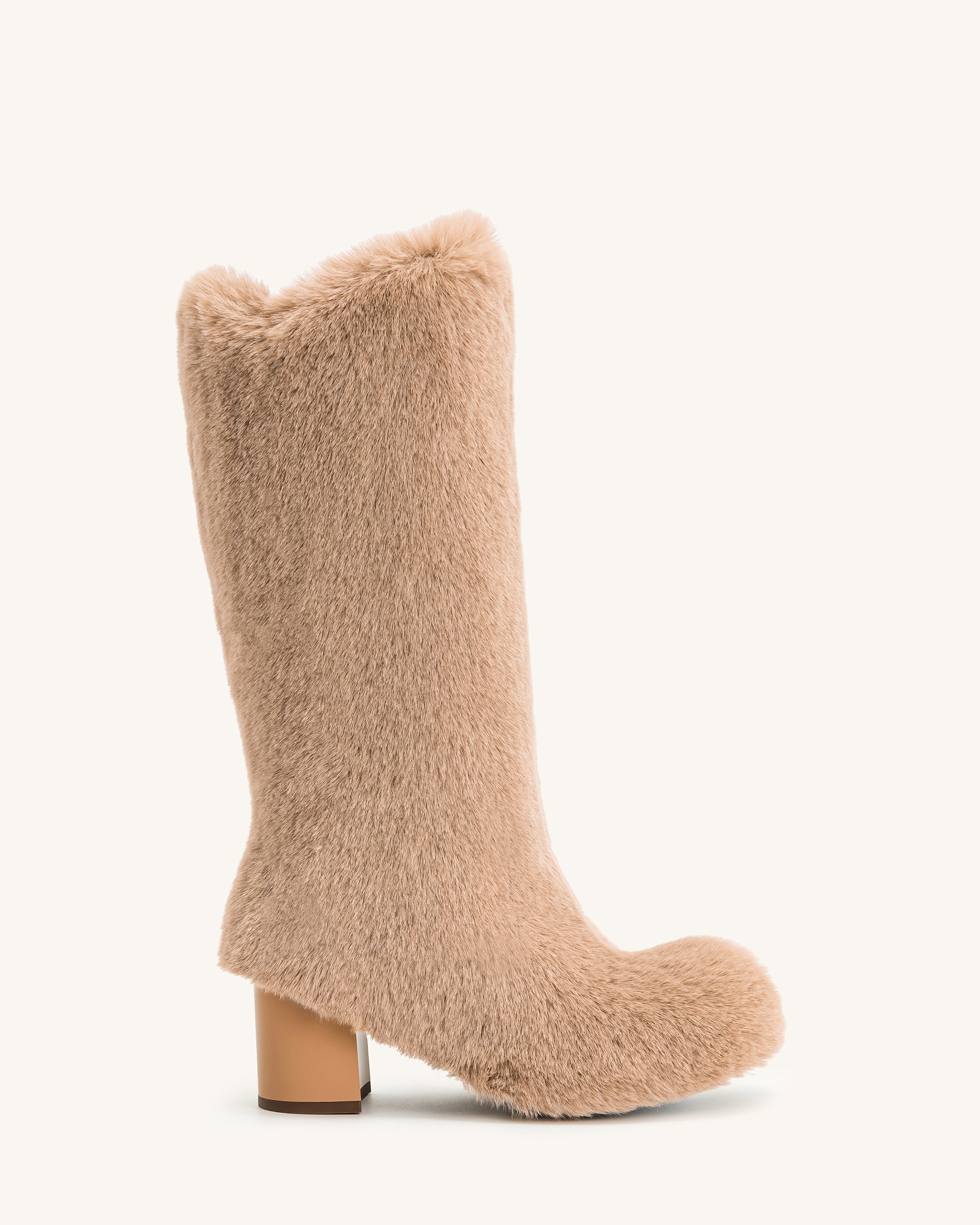 靴 YELLO PAOTU FAUX FUR BOOTS Isabella Slouchy Faux Fur Boots - Beige – JW PEI UK