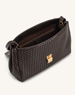 Hilary Woven Shoulder Bag - Dark Brown