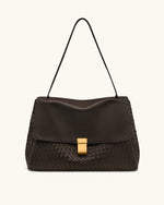 Hilary Woven Shoulder Bag - Dark Brown