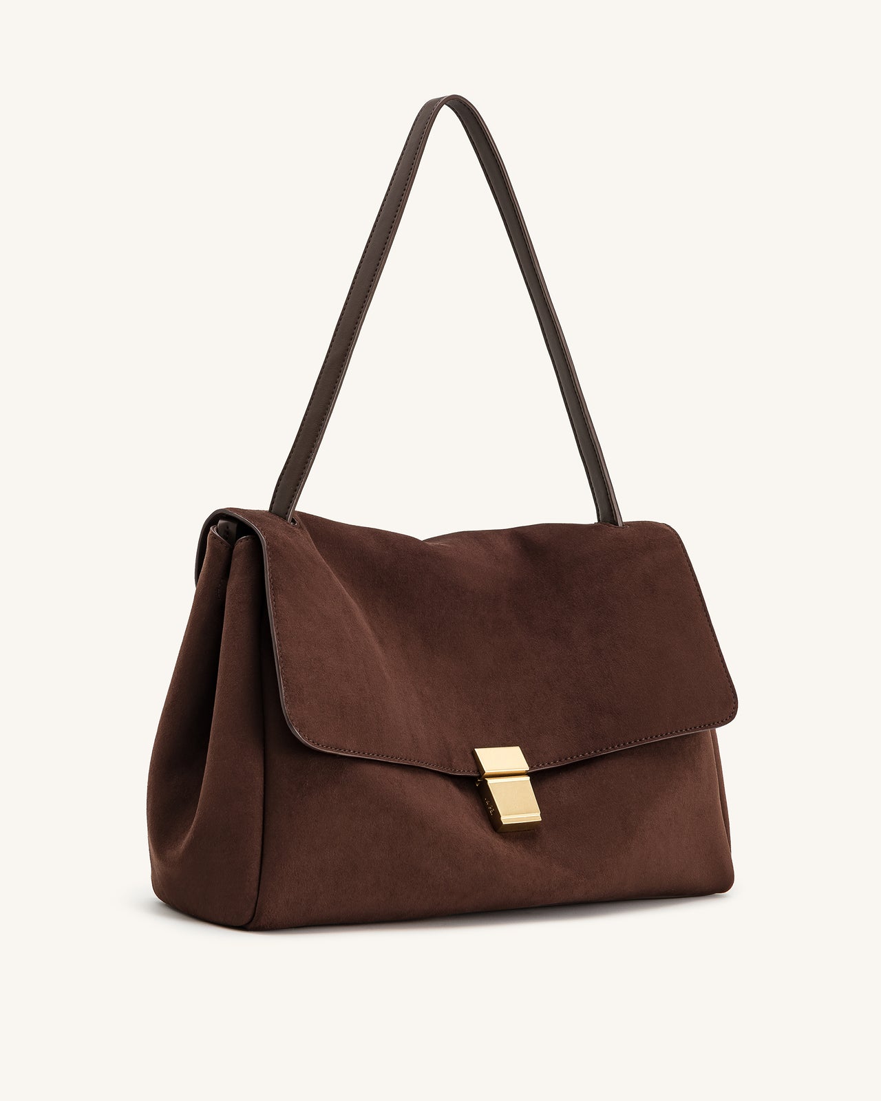 Hilary Faux Suede Shoulder Bag - Dark Brown