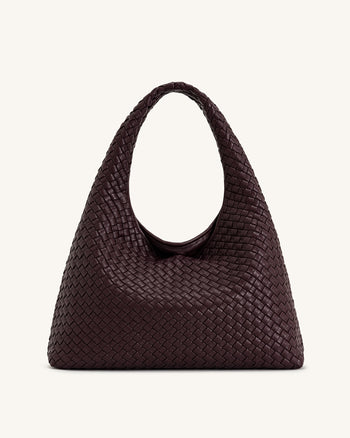 Laura Woven Shoulder Bag - Deep Burgundy