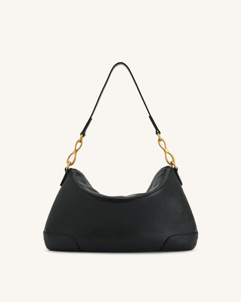 Jayla Metal Pendant Embellished  Shoulder Bag - Black