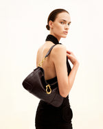 Jayla Metal Pendant Embellished Shoulder Bag - Dark Brown