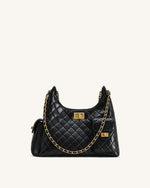 Vivian Quilted Chain Shoulder Bag - Black