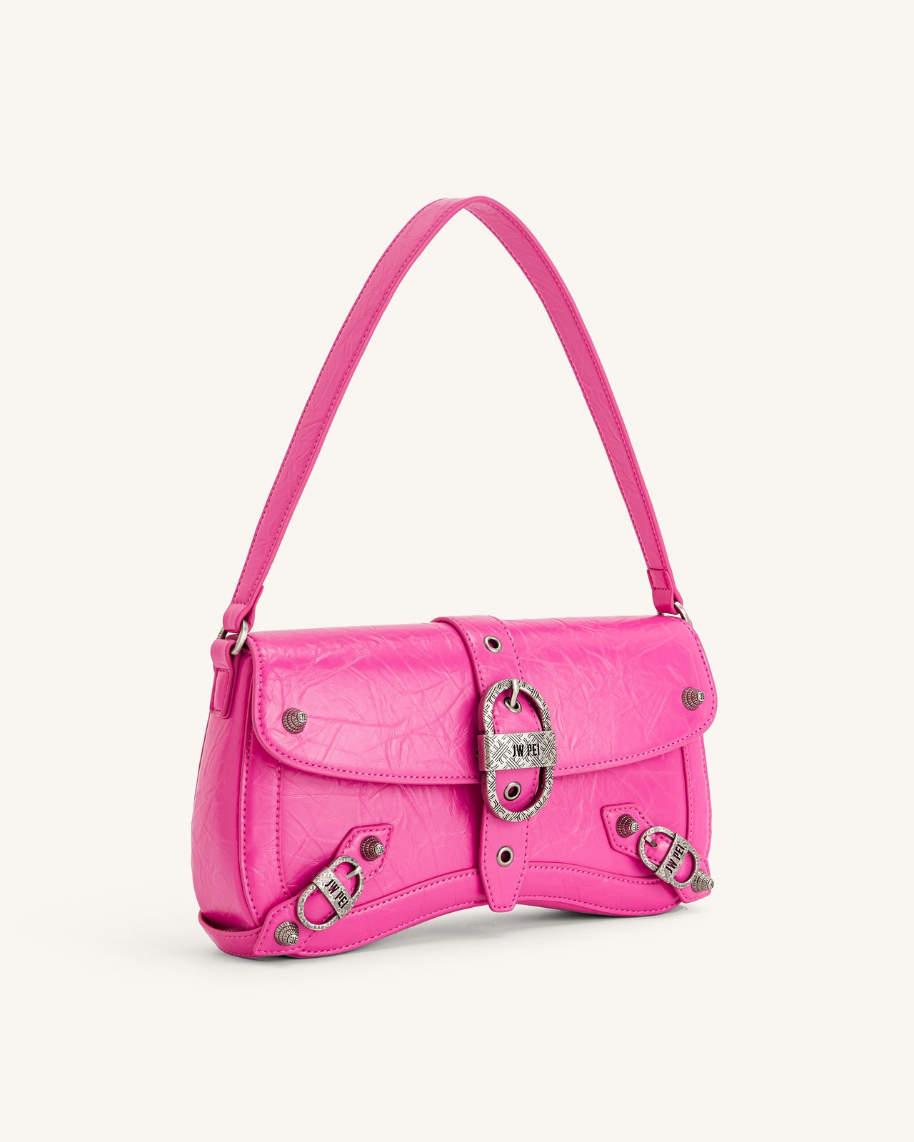 Sia Crushed Shoulder Bag - Bright Pink