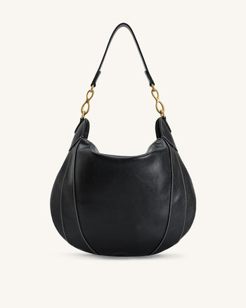 Daria Metal Pendant Embellished Shoulder Bag - Black