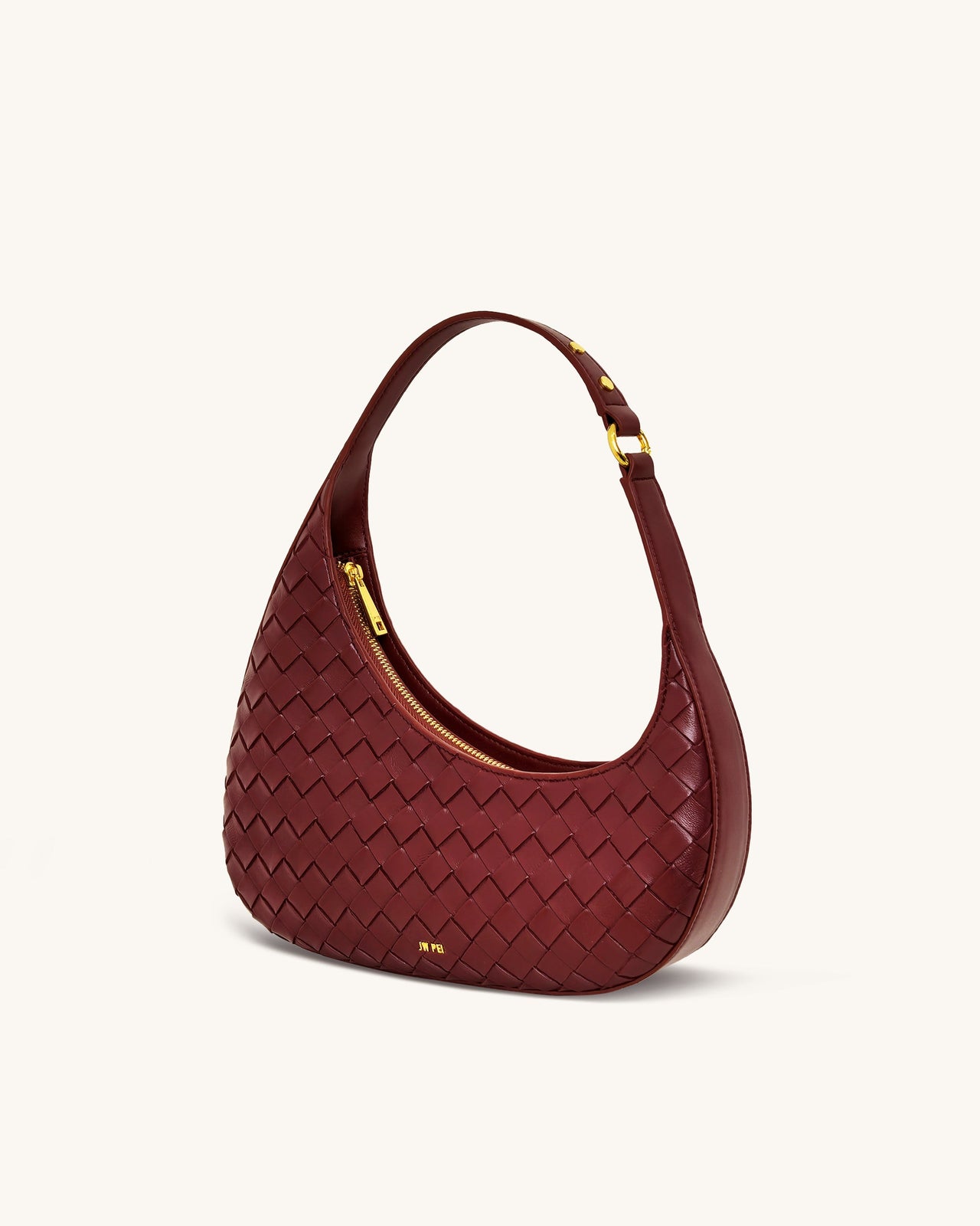Harlee Weave Texture Shoulder Bag - Burgundy