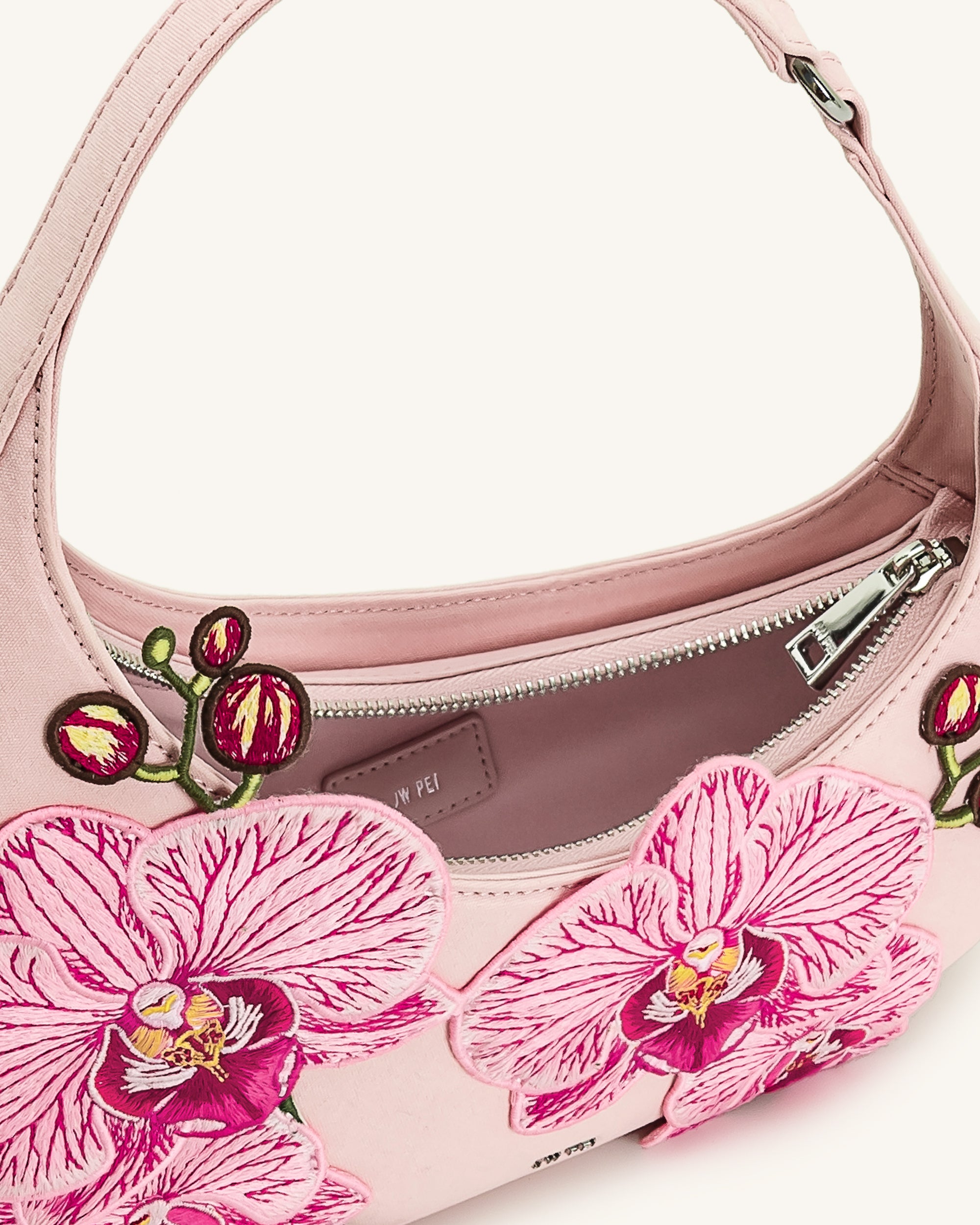 Harlee Orchid Embroidered Shoulder Bag - Pink - JW PEI UK