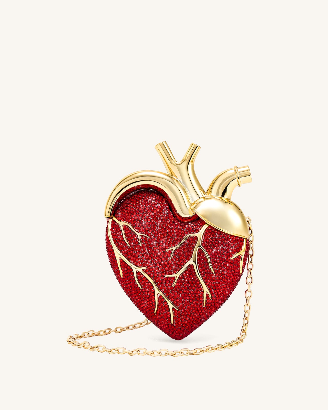 Maren Artificial Crystal Heart Shaped Bag - Red
