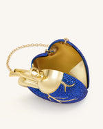 Maren Artificial Crystal Heart Shaped Bag - Cobalt Blue