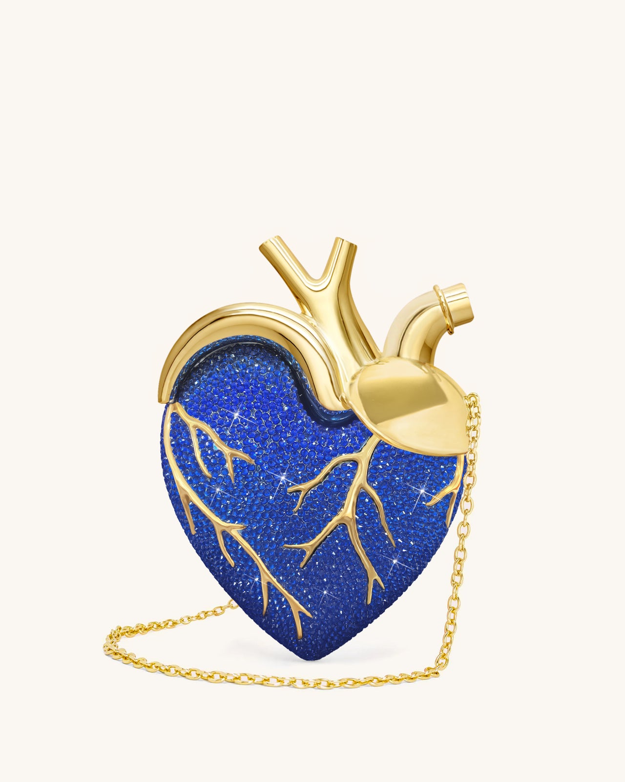 Maren Artificial Crystal Heart Shaped Bag - Cobalt Blue