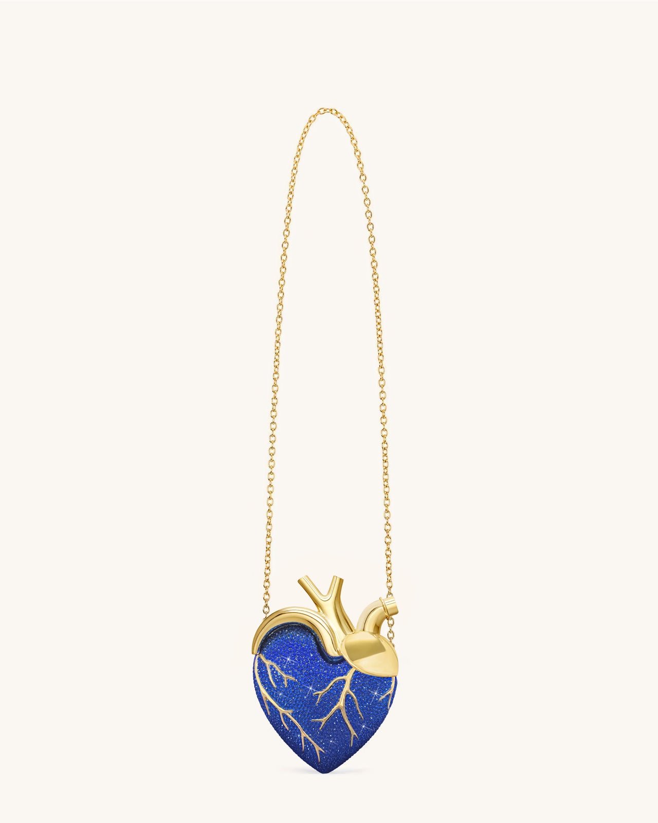 Maren Artificial Crystal Heart Shaped Bag - Cobalt Blue