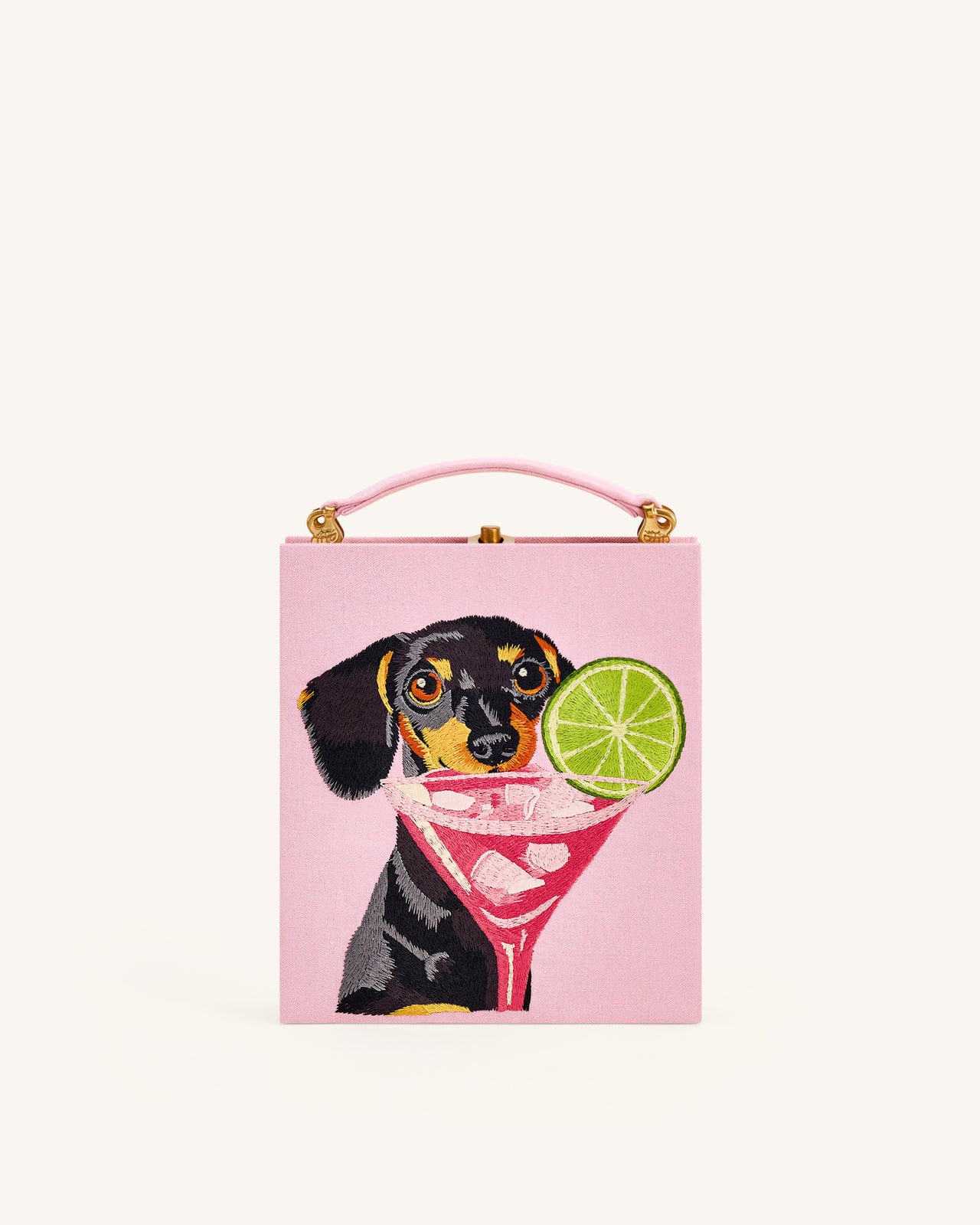Taya-Puppy Pattern Book Shape Clutch Bag - Pink