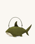 Nerys Faux Suede Shark Look Top Handle Bag - Dark Olive