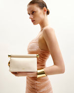 Holly Metal Pendant Embellished Clutch - White
