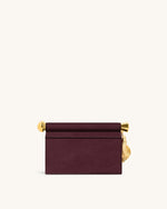 Holly Faux Suede Metal Pendant Embellished Clutch - Reddish Brown