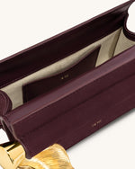 Holly Faux Suede Metal Pendant Embellished Clutch - Reddish Brown
