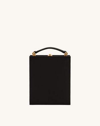 Taya Orchid Motif  Book Shape Clutch Bag - Black