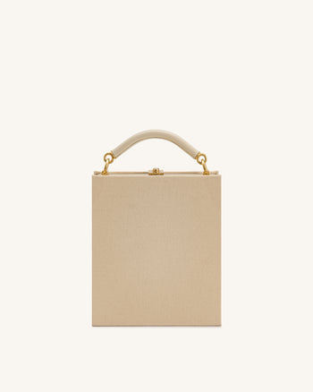 Elle Picnic Pattern Book Top Handle Bag - Khaki
