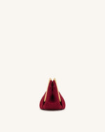 Lila Faux Suede Metal Frame Clutch - Red
