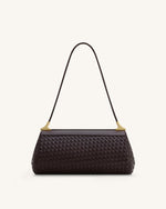 Eloise Woven Shoulder Bag - Dark Brown