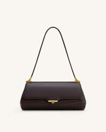 Eloise Woven Shoulder Bag - Dark Brown