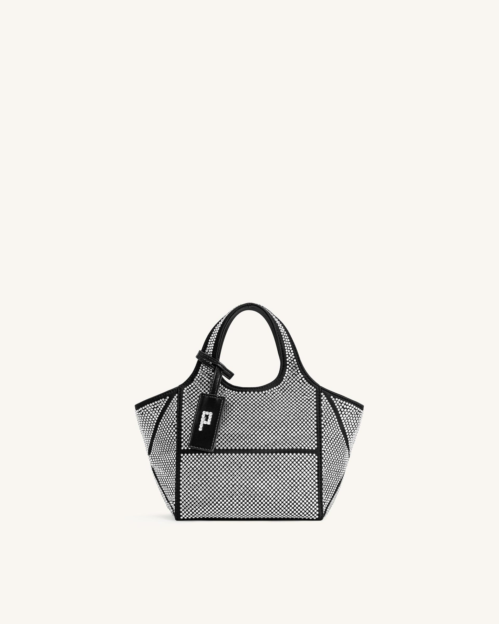 Eliana Artificial Crystal Mini Tote Bag Anthracite